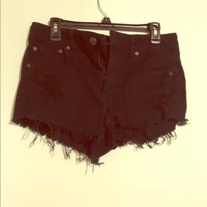 Black Distressed Shorty Shorts
