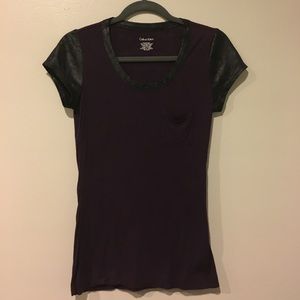 Calvin Klein Faux Leather Short Sleeve Shirt