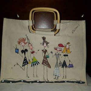 Stick Chics wooden handle tote bag