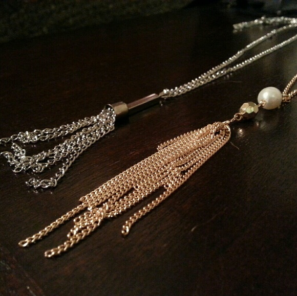 Jewelry - Long silver gold bead tassle necklaces. New FINAL