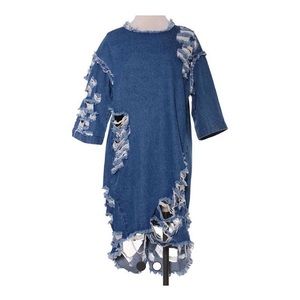 Distressed denim dress