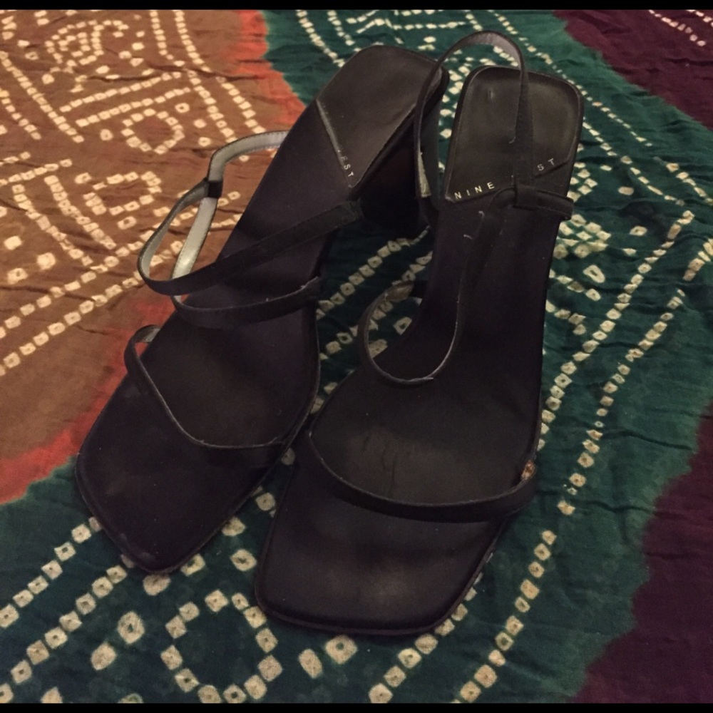 Nine West Black Block Sandals
