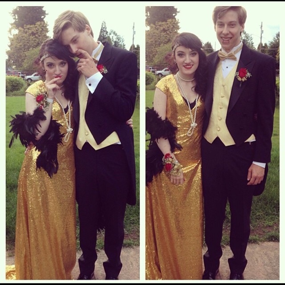 Gold Sequin Prom Dress