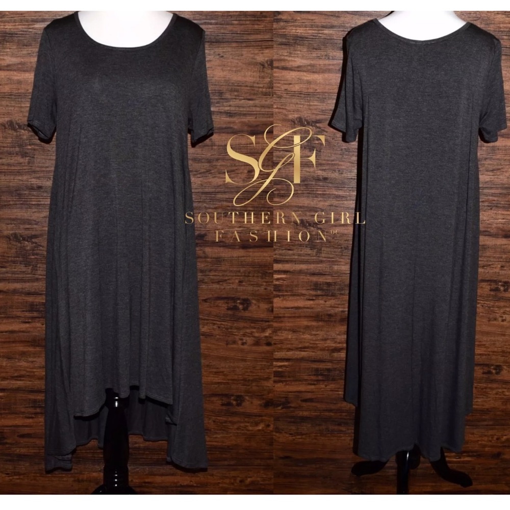 SWING DRESS Long Draped Solid High Low Midi Tunic - Picture 6 of 7