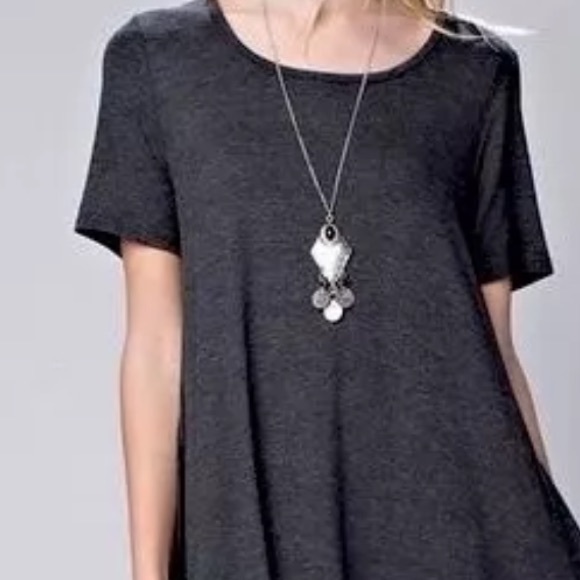 SWING DRESS Long Draped Solid High Low Midi Tunic - Picture 4 of 7