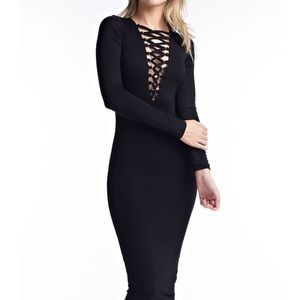 Black midi fitted dress