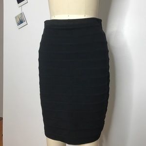 Black Ribbed Bandage Skirt