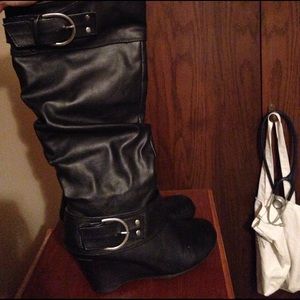 Black knee high boots