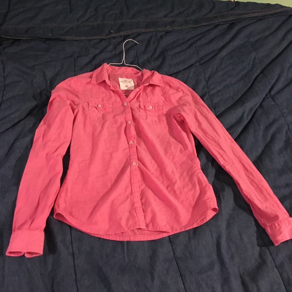 youth girls Pink button down top