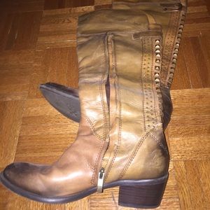 over the knee riding boot w stud detail