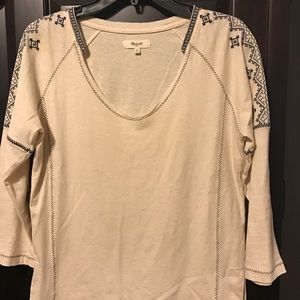 Madewell cream 3/4 sleeve top.