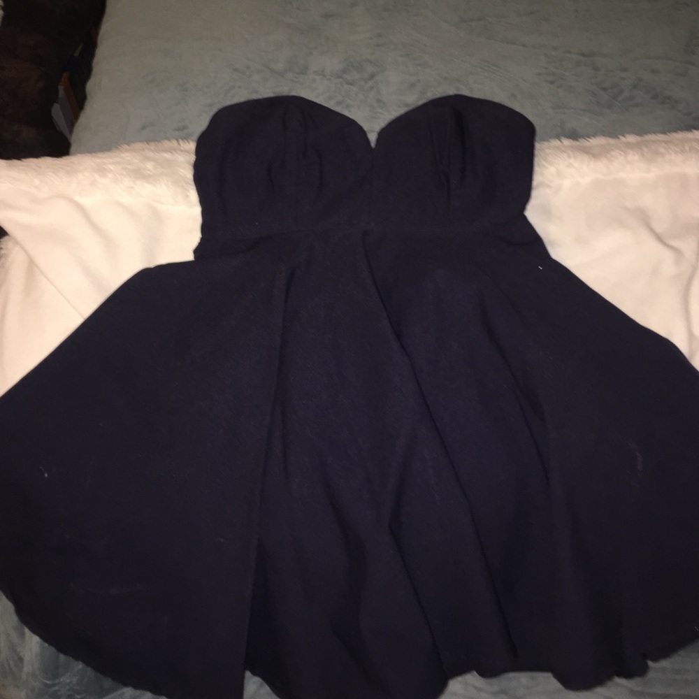 Blue strapless dress