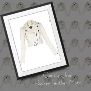 BCBG "Sabrina" Crop Leather Moto Jacket