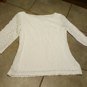 Bright white lace boatneck top. Perfect!