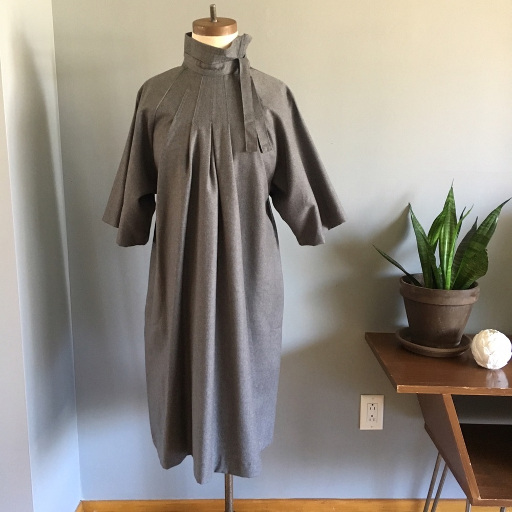 UNIS grey wool a-Line pleated dress