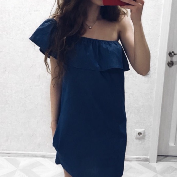 denim off shoulder dress - Picture 3 of 7
