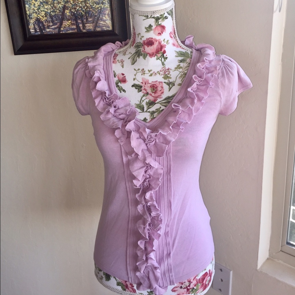 Antonio Melani Ruffled Lilac Blouse- XS