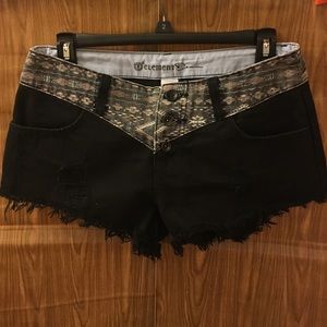 Element Denim Black Distressed Shorts Size 26