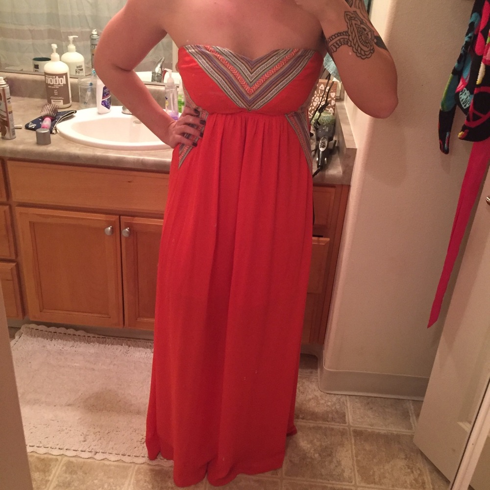 Pink/orange Aztec maxi dress