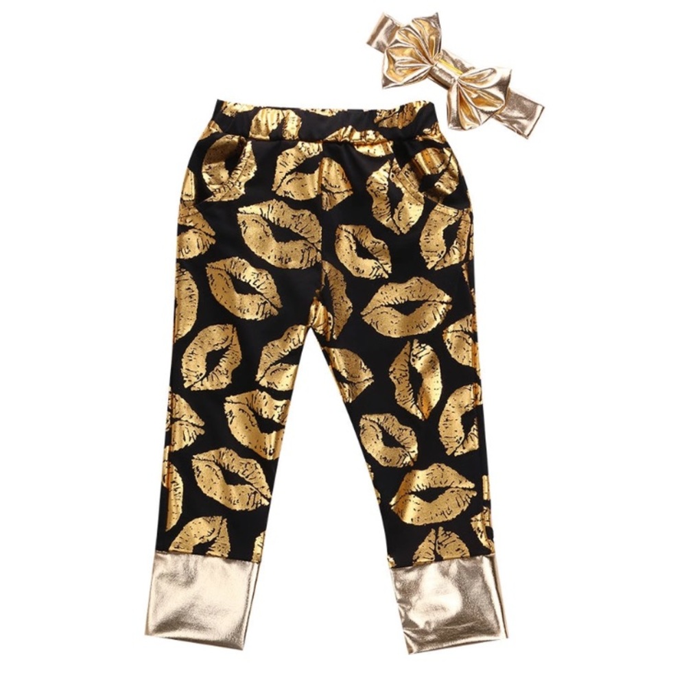 NEW - kiss lips toddler leggings/headband