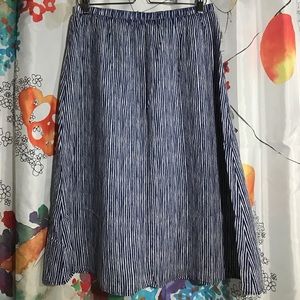 Old Navy blue and white striped midi skirt