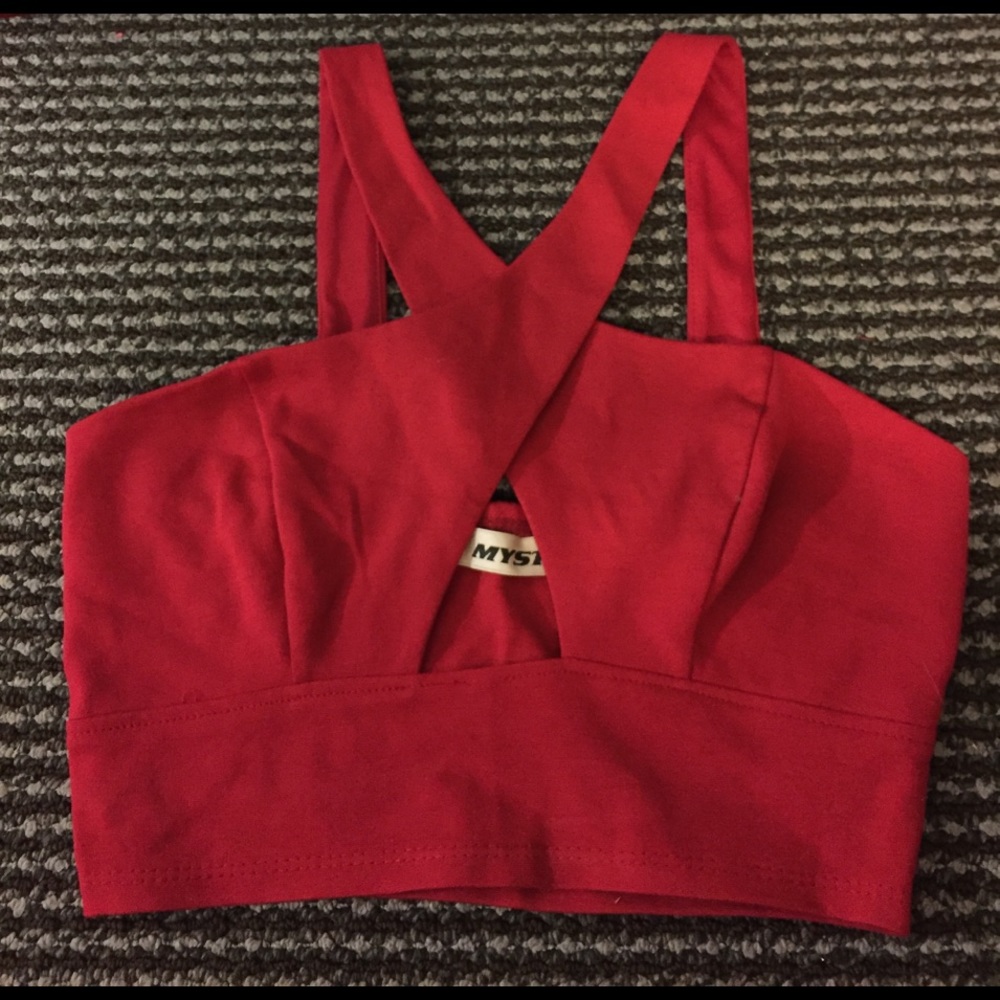 Red Cross Front Crop Top