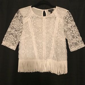 Topshop White Lace Fringe Crop Top