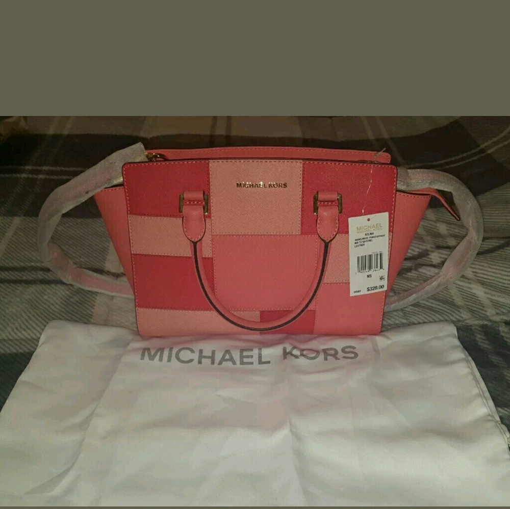 Michael Kors Pink Grapefruit Patchwork Satchel