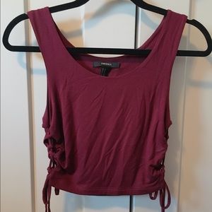 Forever 21 Maroon side tie crop SZ Medium
