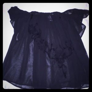 Black Sheer Off The Shoulder Top (M)