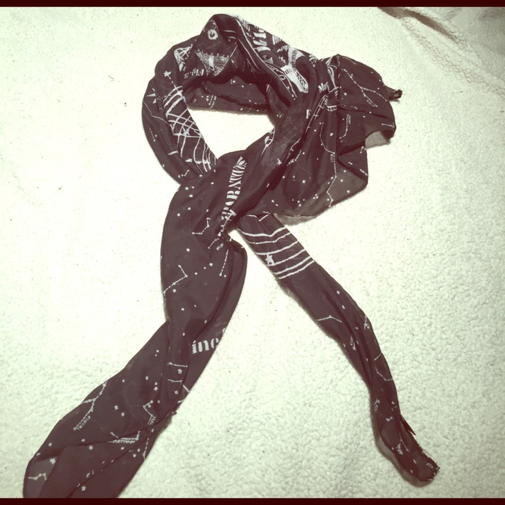 Black and white constellation scarf