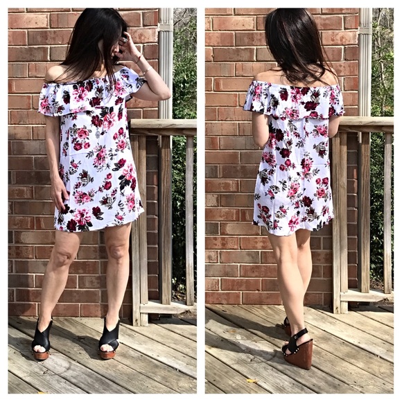 floral off the shoulder dress - Picture 4 of 5