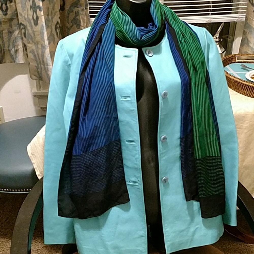 Leather blazer - beautiful teal color, rarely worn