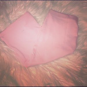 Baby pink pencil skirt.