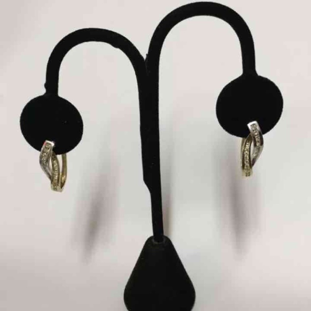 2-Tone 10K LGL Gold DIA Earrings Certified $990+