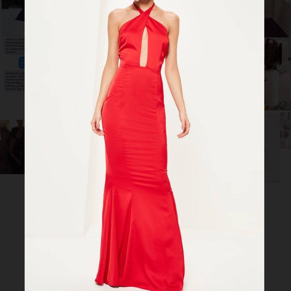 NWT Red Plunge Maxi Dress OBO