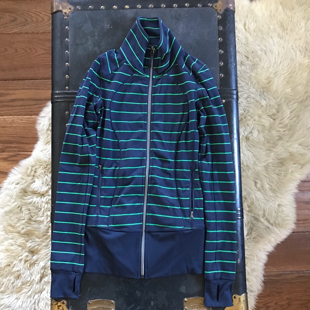 Lululemon Asana Jacket Slalom Stripe Green Bean