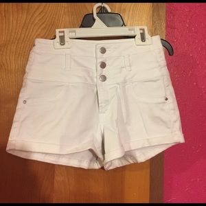 White high-waisted shorts