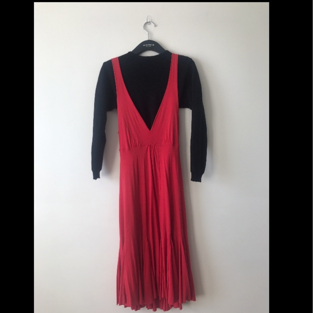Red Open Back tie Dress