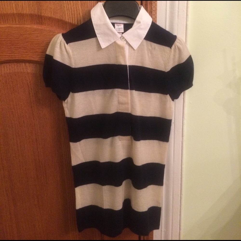 Aqua stripped collared t-shirt