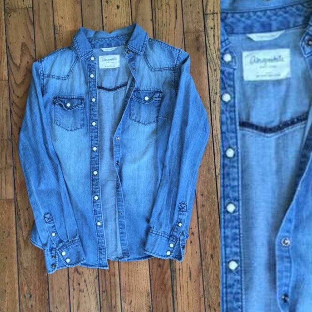 Chambray button-up shirt