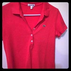 Lacoste Orange/Red Collared Polo Shirt 👚