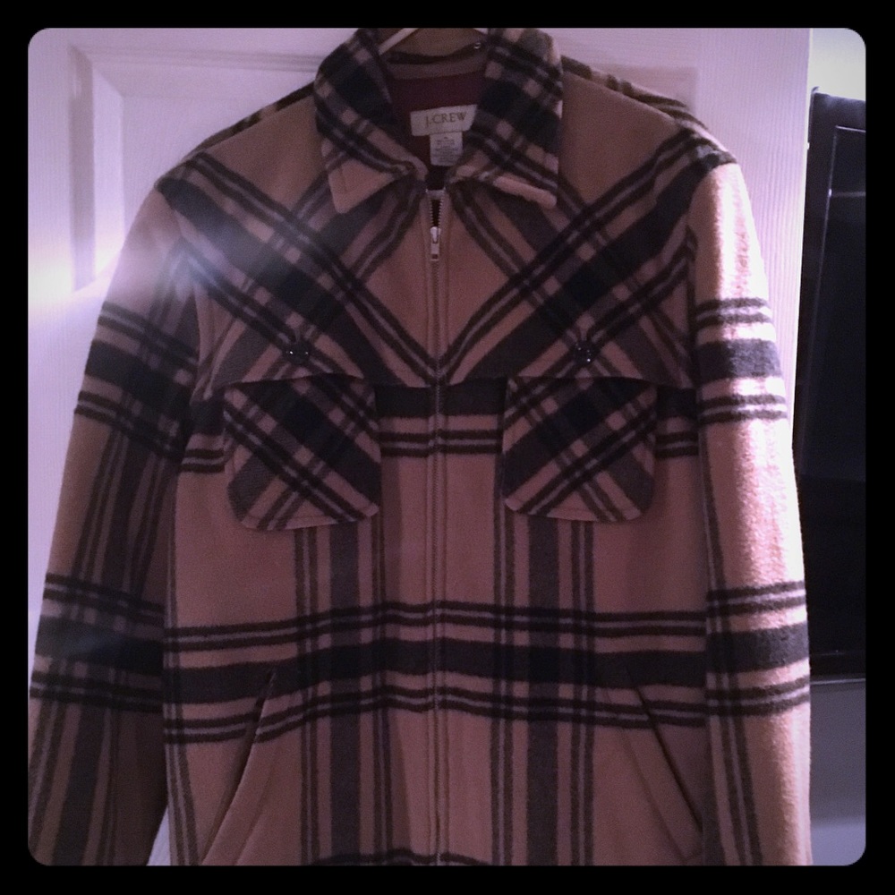 J Crew Men's Wool Plaid Work Coat, Worn Once!