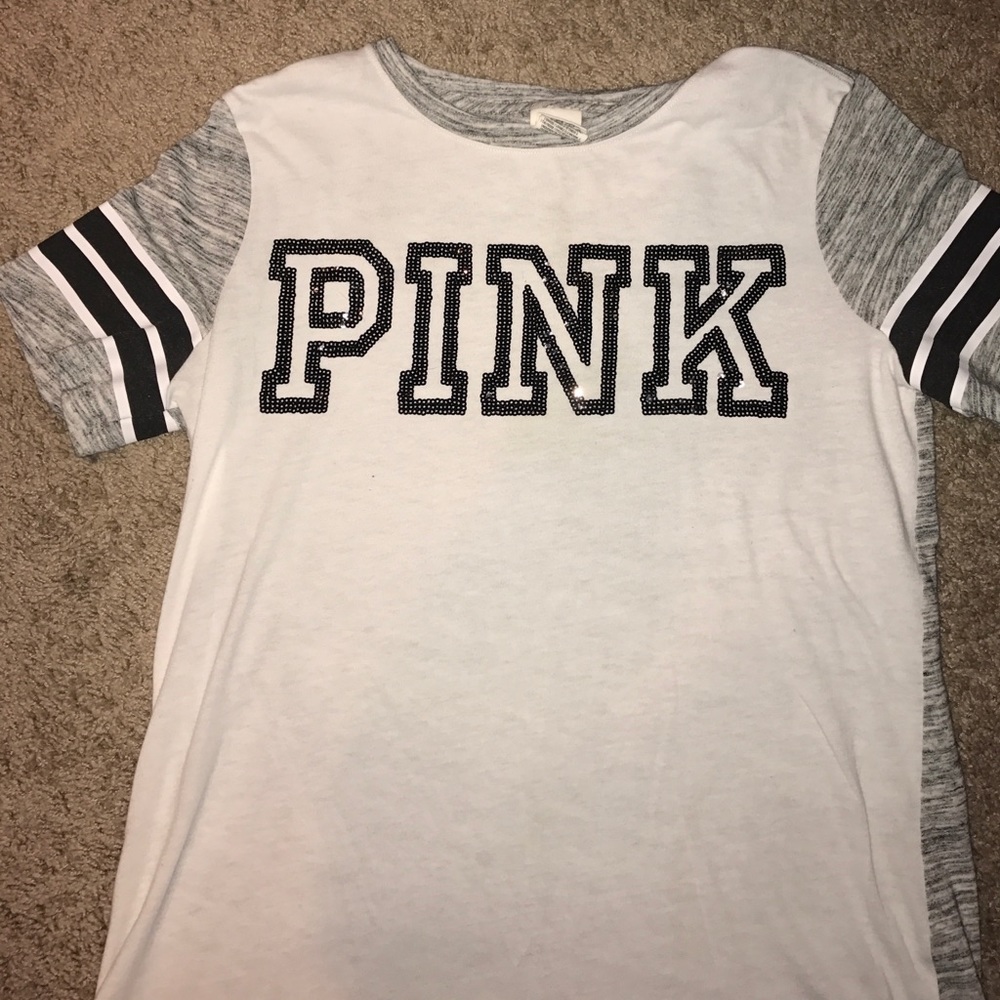 Victoria secret pink grey sequined pink shirt
