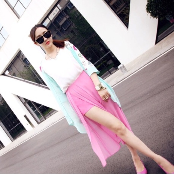 🆕 📚 Alphabet Stitching Chiffon Coverup Blouse - Picture 4 of 7