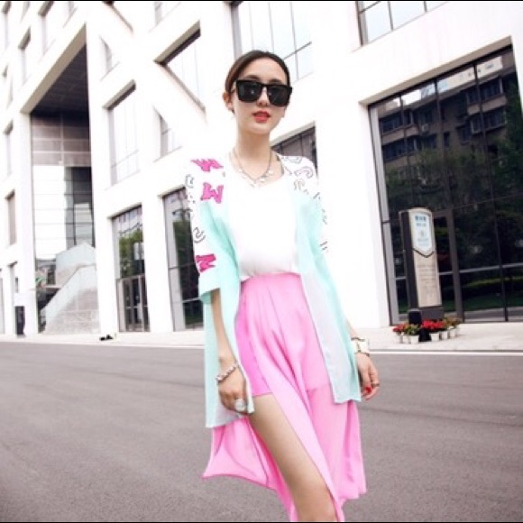 🆕 📚 Alphabet Stitching Chiffon Coverup Blouse - Picture 6 of 7