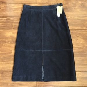 JCrew Collection A-line midi skirt in navy suede