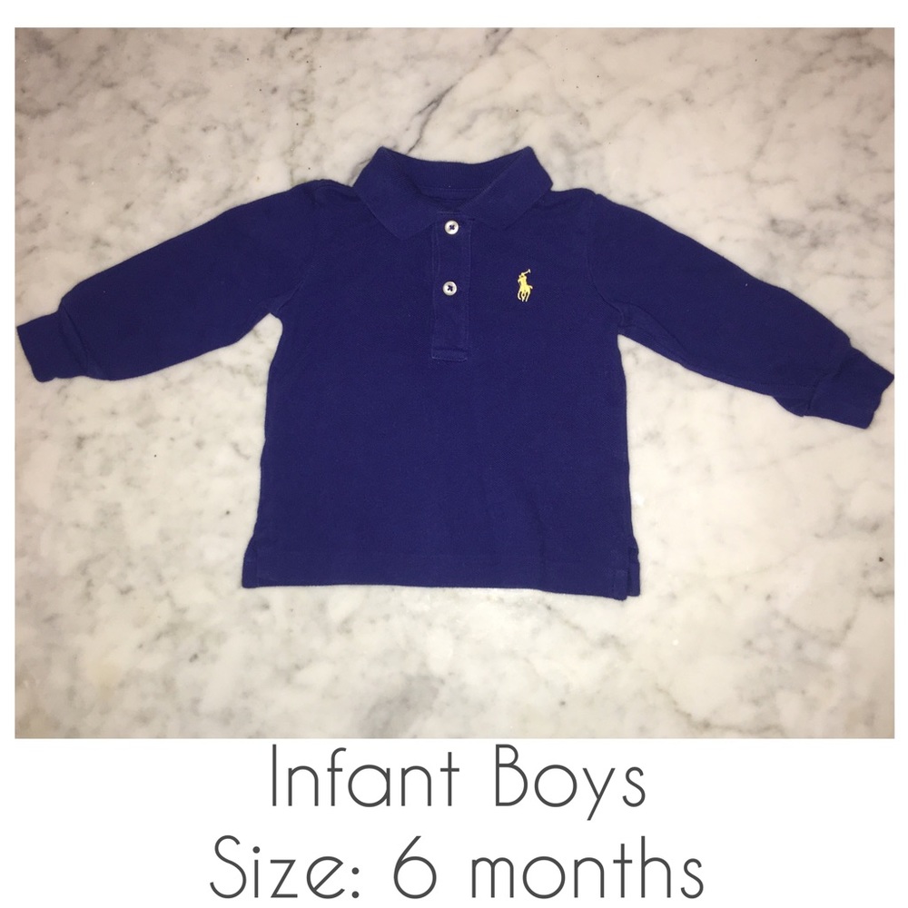 Ralph Lauren, Royal blue infant long sleeve shirt.