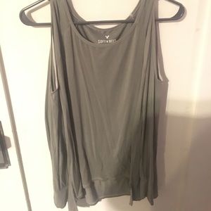 army green AE shoulder cut out long sleeve