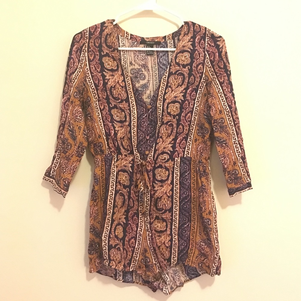 F21 Psychedelic Romper